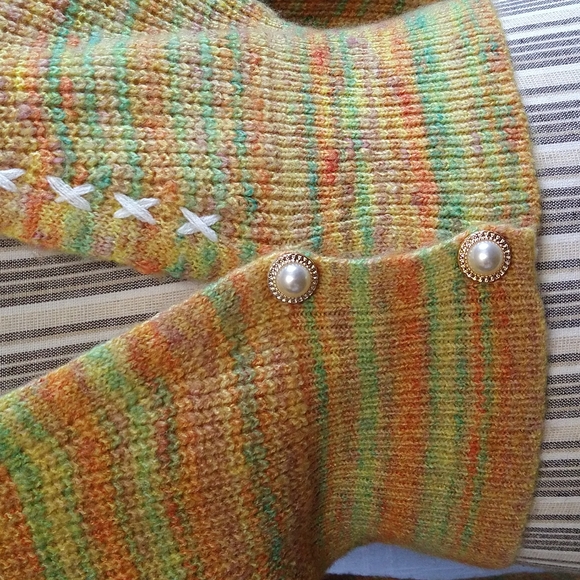 Mustard knit crop cardigan sweater lightweight size small - Picture 4 of 11